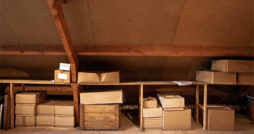 Image: Attic Shelves Full Of Storage.