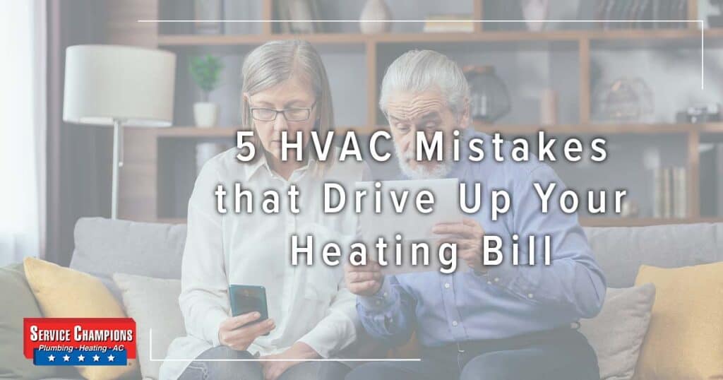 Image: An Older Couple Sits On The Couch And Goes Over Their Bills, Cover For 5 Hvac Mistakes That Drive Up Your Heating Bill.